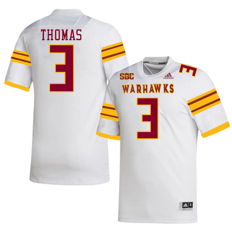 #3 Charles Thomas Louisiana-Monroe Warhawks College Football Jerseys Stitched-White